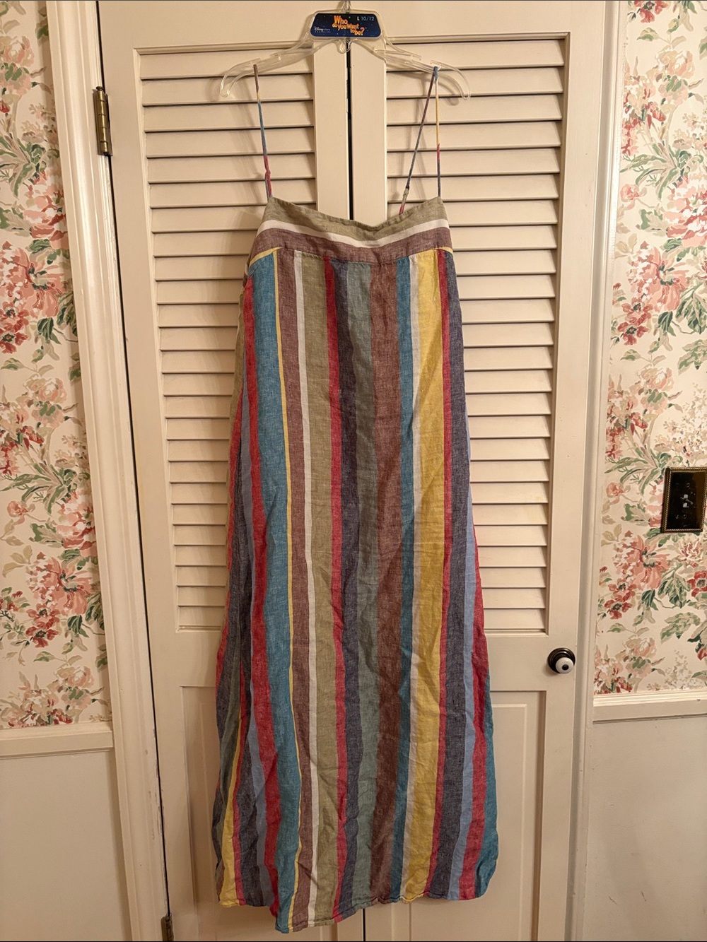 STAUD Striped Maxi Dress in Red, Blue, Yellow, Green and Purple